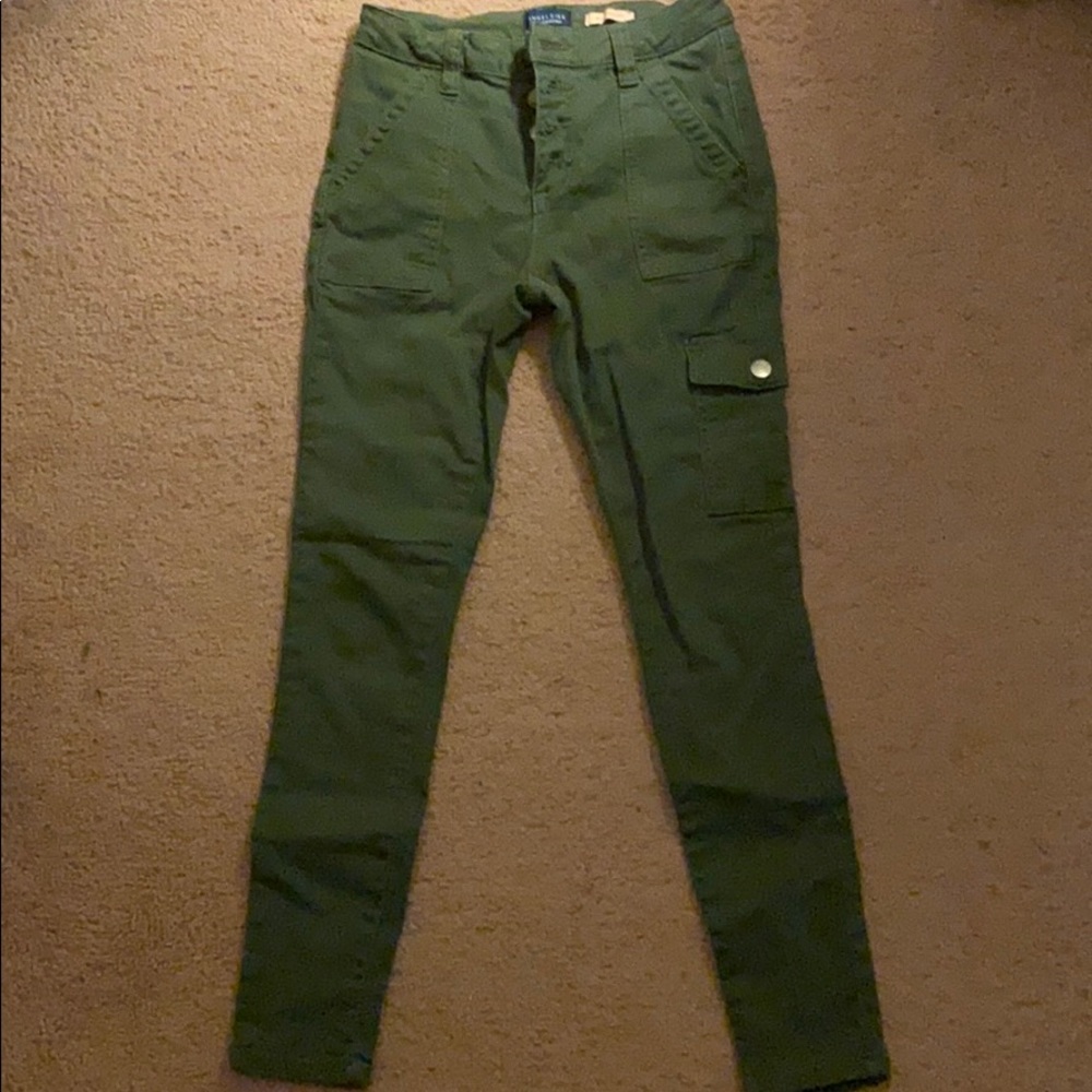 ankle skinny army green jeans